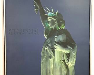 New York City Photographs: 1986 Centennial Statue Of Liberty Poster, Statue With Blimp & Night View Lot #: 64