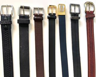 7 Men's Belts, Mostly Leather, Mostly Vintage Lot #: 90