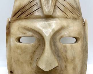 Vintage Mayan Style Hand Carved Marble Face Wall Hanging Sculpture Lot #: 43