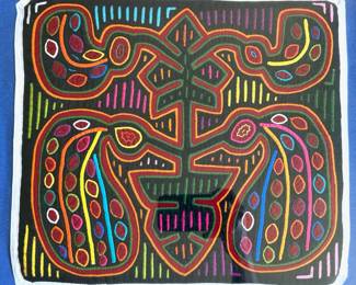 Hand Stitched Panamanian Mola Textile In Shadow Box Frame Lot #: 73