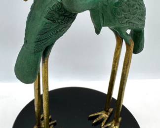 Vintage Bronze Ibis Bird Sculpture On Marble Base Lot #: 70