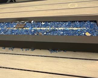 Rectangular Propane Fire Pit with Blue Glass