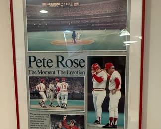 Pete Rose "The Moment, The Emotion"  and "4,192: Pete Singles Past Ty Cobb" Newspaper Prints