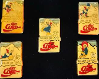 Diet Coke Calgary '88 Olympic Mascot Pins Set