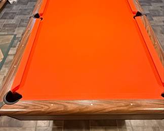Modern Style Pool Table with Orange Felt