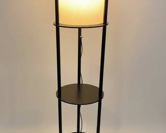 Modern Black Floor Lamp with Circular Shelves
