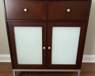Modern Media Console with Frosted Glass Doors