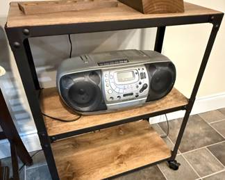Industrial Style Record Player Stand with Boombox