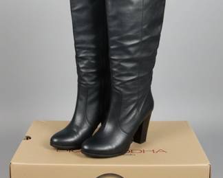 Black Leather Knee-High Boots