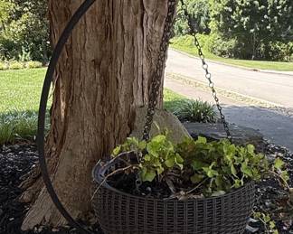 Wicker Hanging Basket with Metal Stand
