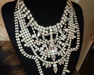 Rhinestone Statement Necklace and Glass Bead Collection
