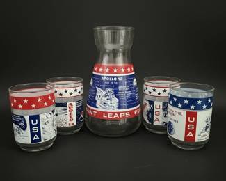 Apollo 12 Commemorative Glass Pitcher and Tumbler Set