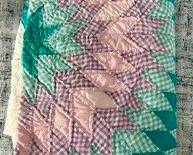 Vintage Gingham Diamond Leaf Patchwork Quilt