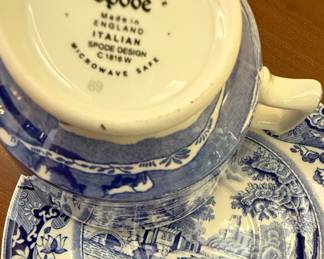 Spode Italian Blue & White Teacup and Saucer
