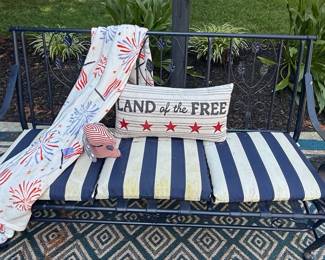 American Flag Metal Glider Bench & Rocker Set