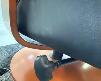 Stressless Style Black Leather Recliner and Ottoman