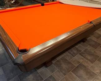 Modern Style Pool Table with Orange Felt