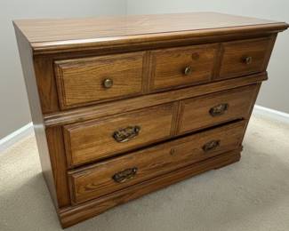 Oak Finish 7-Drawer Dresser and Desk