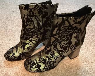 Nanette Lepore Rose Pewter Brocade Ankle Boots