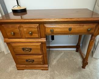 Oak Finish 7-Drawer Dresser and Desk