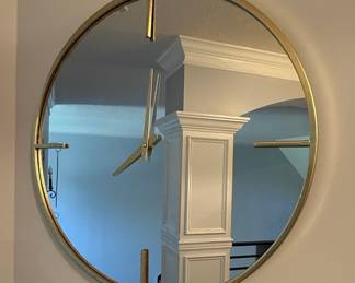 Gold Tone Abstract Minimalist Wall Clock Mirror