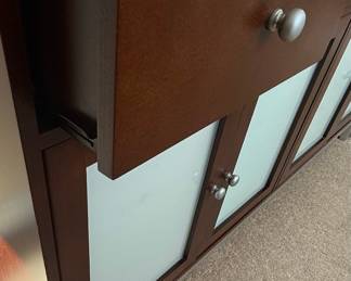 Modern Media Console with Frosted Glass Doors