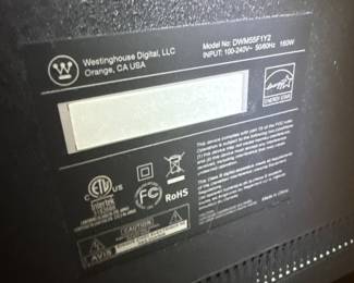 Modern Black Media Console with Westinghouse Model No. DWM55F1Y2