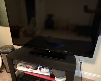 Modern Black Media Console with Westinghouse Model No. DWM55F1Y2
