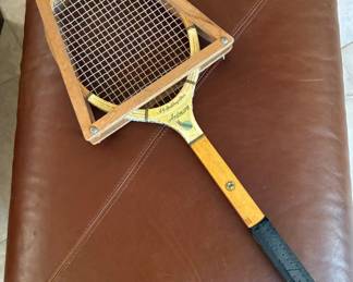 Vintage Spalding wooden tennis racquet with press
