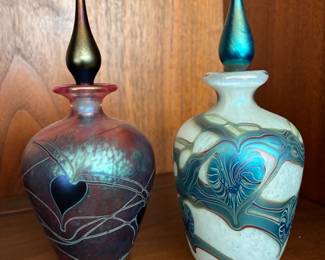 Hand blown parfume bottles, signed