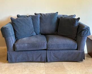 Blue velvet sofa