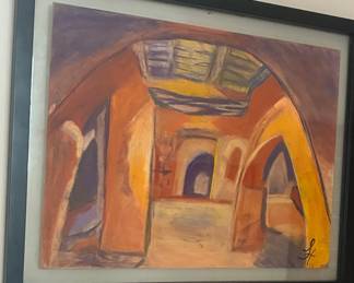 Original pastel painting, signed F H