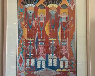 W B Franklin Kachina Painting - Caretaker of the Blue House Dawn People, 2/5 Artist's Proof
