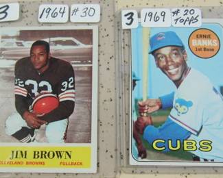 Jim Brown Football Card & Ernie Banks Baseball Card