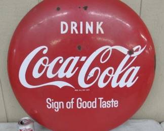 1950's Drink Coca-Cola Button Sign