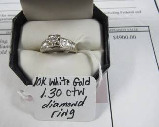 10K White Gold 1.30 ctw. Diamond Ring w/Local Appraisal