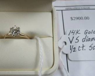 14K Gold VS Diamond 1/2 ct. Solitaire Ring w/Local Appraisal