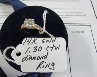 14K Gold 1.30 ctw. Diamond Ring w/Local Appraisal