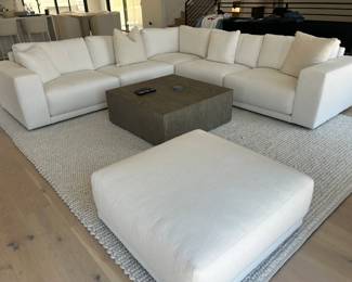 Restoration Hardware sectional with imported Italian fabric, less than 1 year old