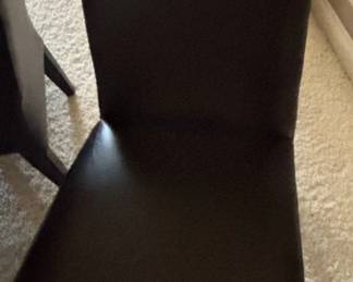 Modern Dark Wood Dining Table and Chairs Set with Inset Panels third image