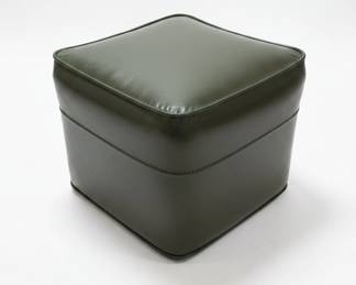 Vintage MidCentury Modern Green Vinyl Ottoman Footstool