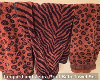 Leopard and Zebra Print Bath Towel Set