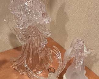 Clear Acrylic Angel and Reindeer Figurines