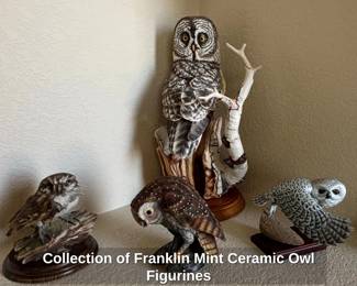 Collection of Franklin Mint Ceramic Owl Figurines