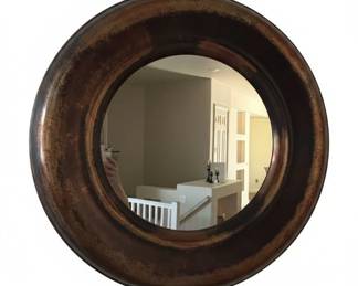 Round Convex Mirror with Distressed Bronze Finish Frame second image