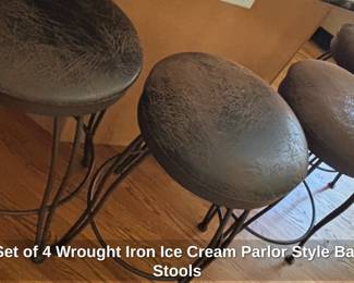 Set of Wrought Iron Ice Cream Parlor Style Bar Stools