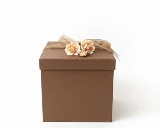 Decorative Gift Box with Faux Roses and Ribbon