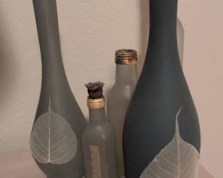 Decorative Frosted Glass Bottles with Leaf Imprints
