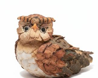 Handcrafted Bark and Twig Owl Figurine