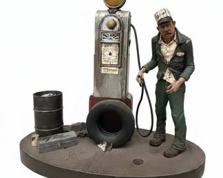 Michael Garman Good Ol Days Gas Station Diorama with Attendant Figure
